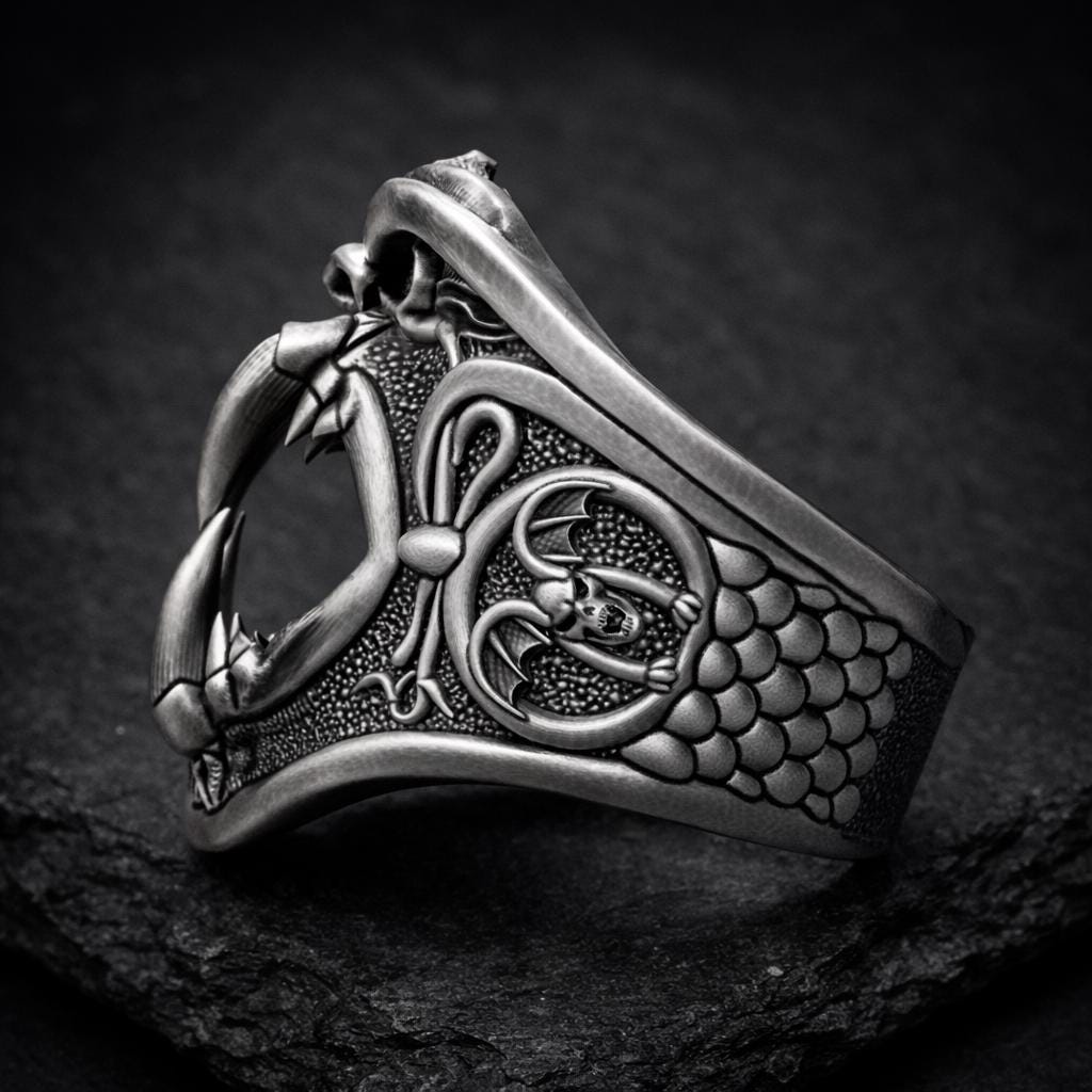 Dracula Gothic Vampire Fang Ring – Goth Sterling Silver Mens Signet ...