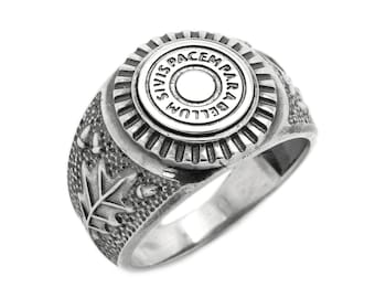 Si Vis Pacem Para Bellum Bullet Men Silver Ring