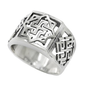 Valkyrie Symbol Ethnic Men Ring Silver 925