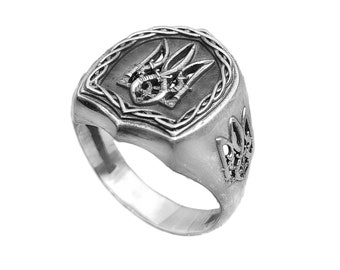 Ukrainian Trident Tryzub Symbol Ring Sterling Silver