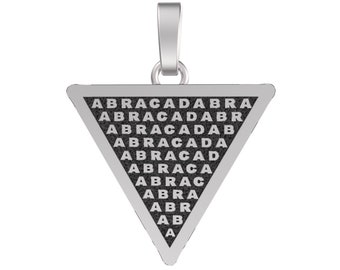 Abracadabra Magic Pendant – Sterling Silver Occult Talisman Necklace – Witchcraft Protection Amulet – Esoteric Jewelry Gift,