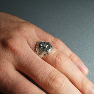 Pirate Skull Ring, Santa Muerte, Sea Anchor Men Silver Ring image 7