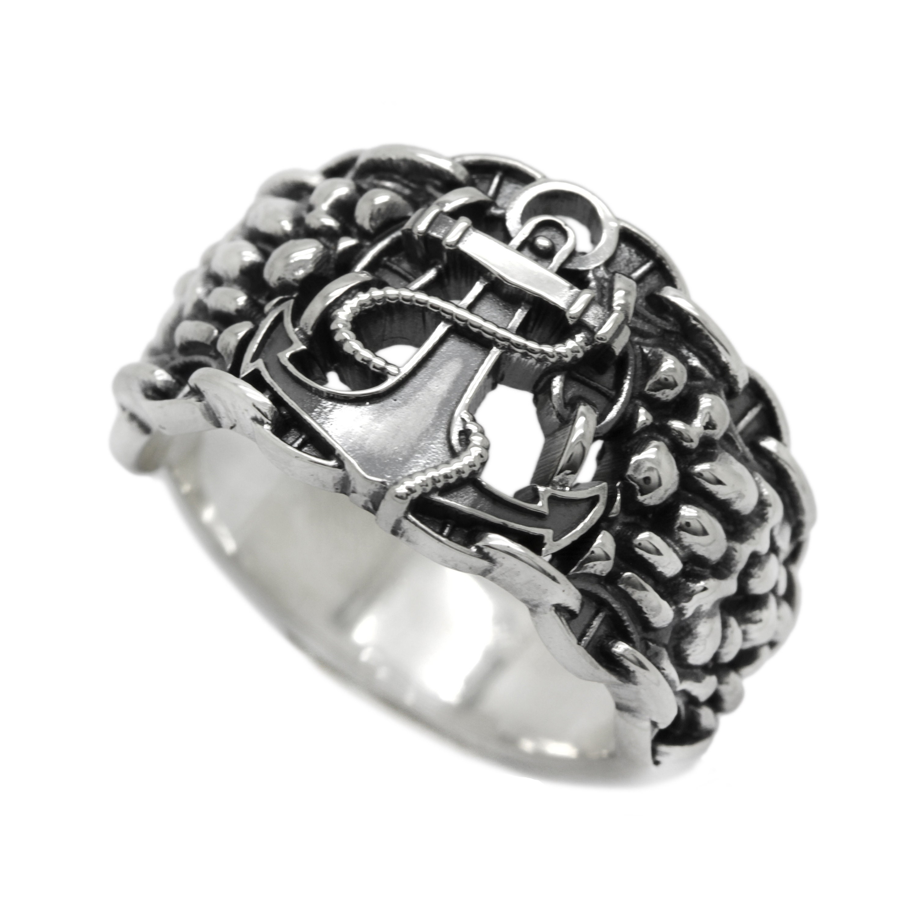 Details about   Sea Anchor and Chain Men's Sterling Silver Ring 
