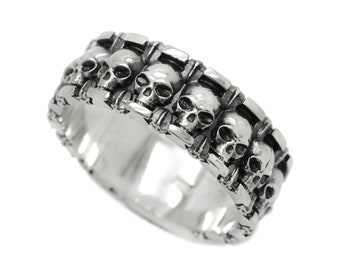 Engagement Skulls and Stars Unisex Ring Sterling Silver 925