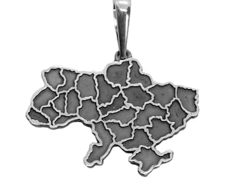 Colgante con el mapa de Ucrania • Plata de ley 925 • Símbolo de unidad y fuerza • Joyería patriótica
