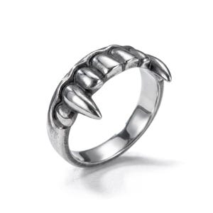 Gothic Vampire Fangs Sterling Silver Ring