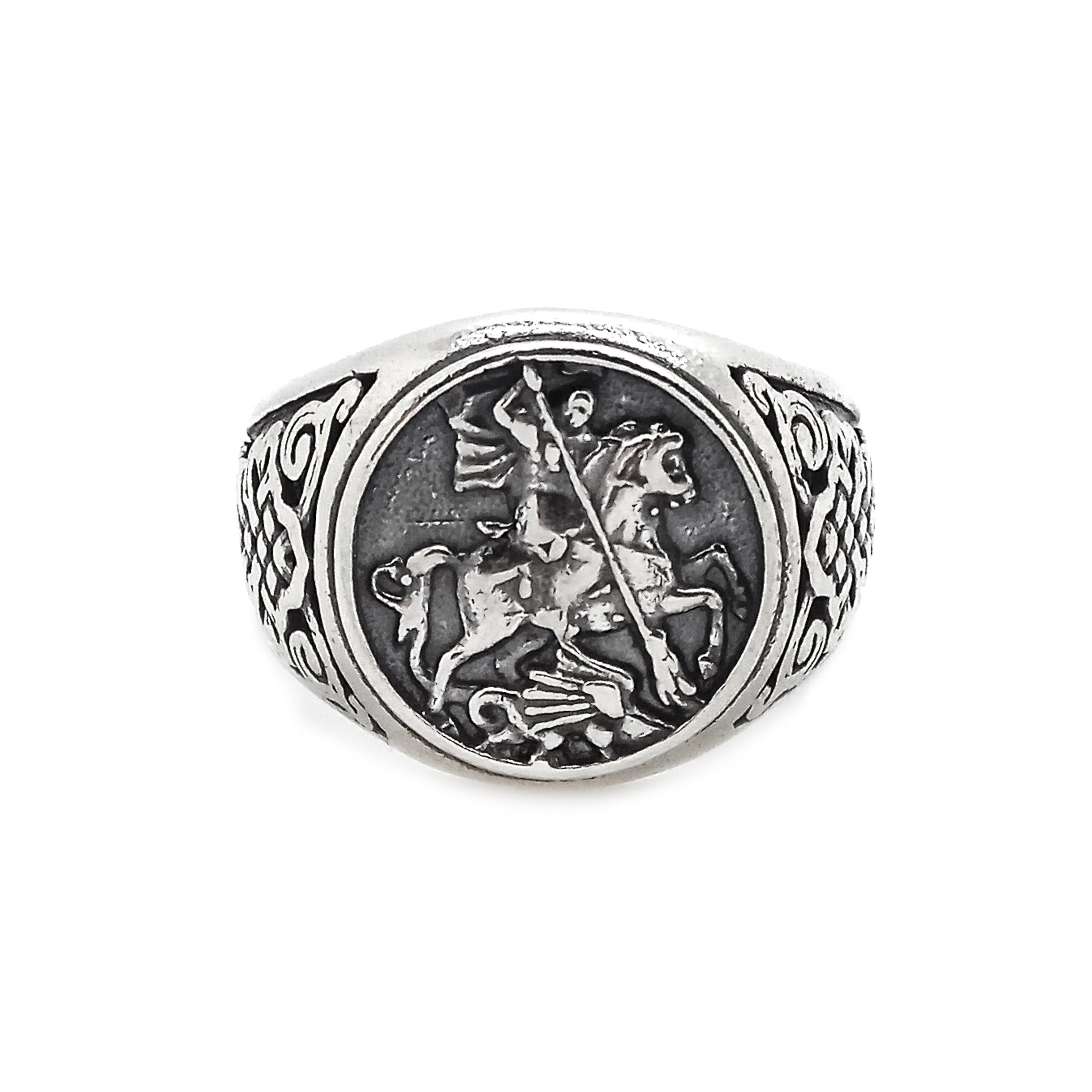 Saint George the Victorious and the Dragon Mens Ring Sterling - Etsy