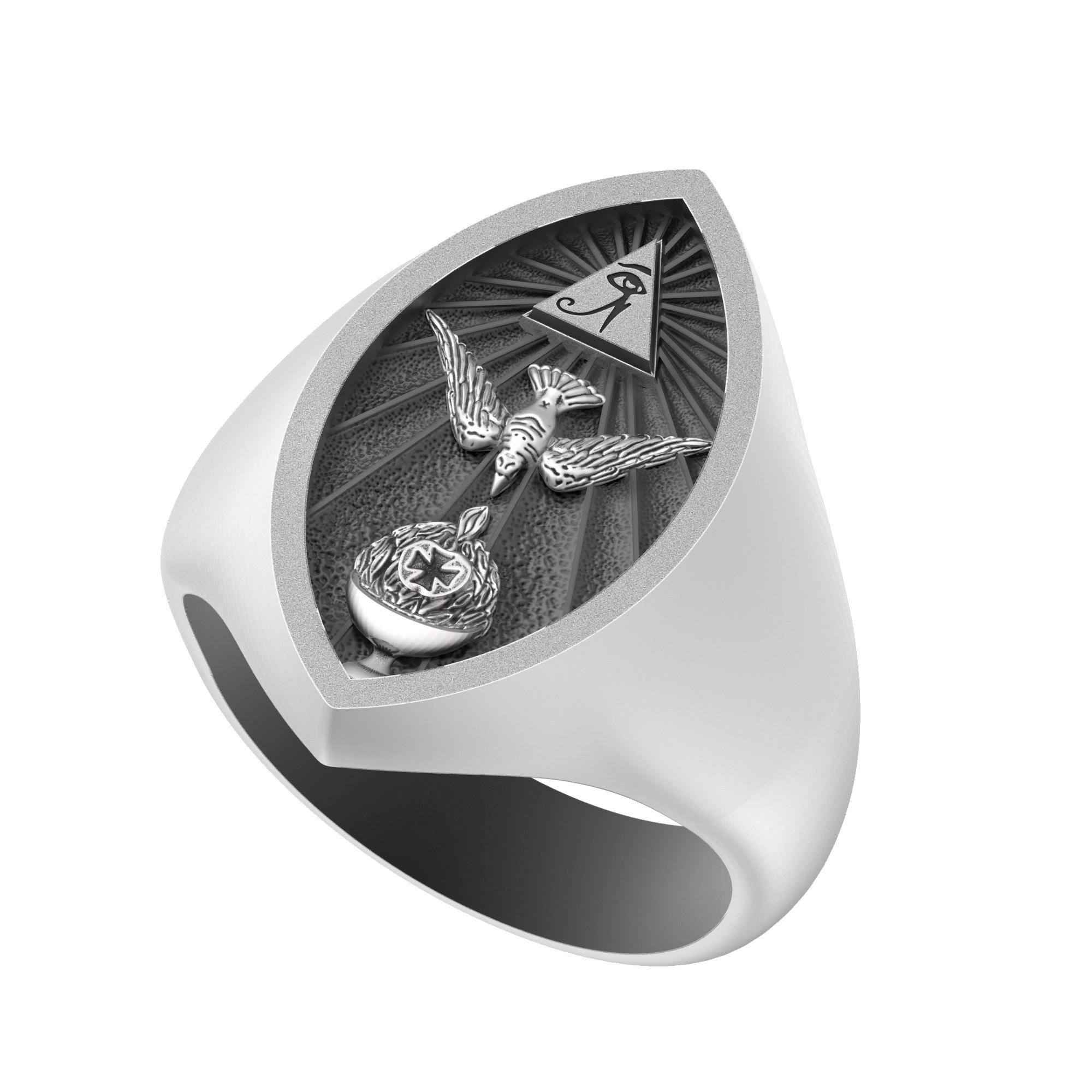 Thelema OTO Ring, Ordo Templi Orientis Gnostic Mens Signet Ring, Sterling Silver Mens Signet Ring, Chunky Occult Ring Mens, Esoteric Jewelry