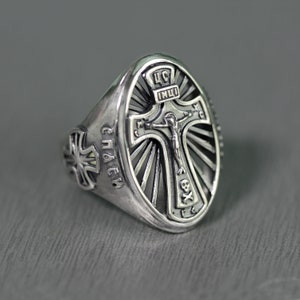 Jesus Christ Bless & Save Men's Ring Silver 925 - Etsy