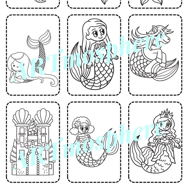 Mermaid Playing Cards to Print, Colour, Cut Out and Play With, Kids' Card Games, Small Gift For Mermaid Fan, Stocking Filler, Letterbox Gift