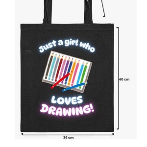 Drawing Lover Tote Bag, Just A Girl Who Loves Drawing, Gift For Her, Artist Gift, Art Supply Tote, Cute Tote For Her, Library Book Bag, Gift