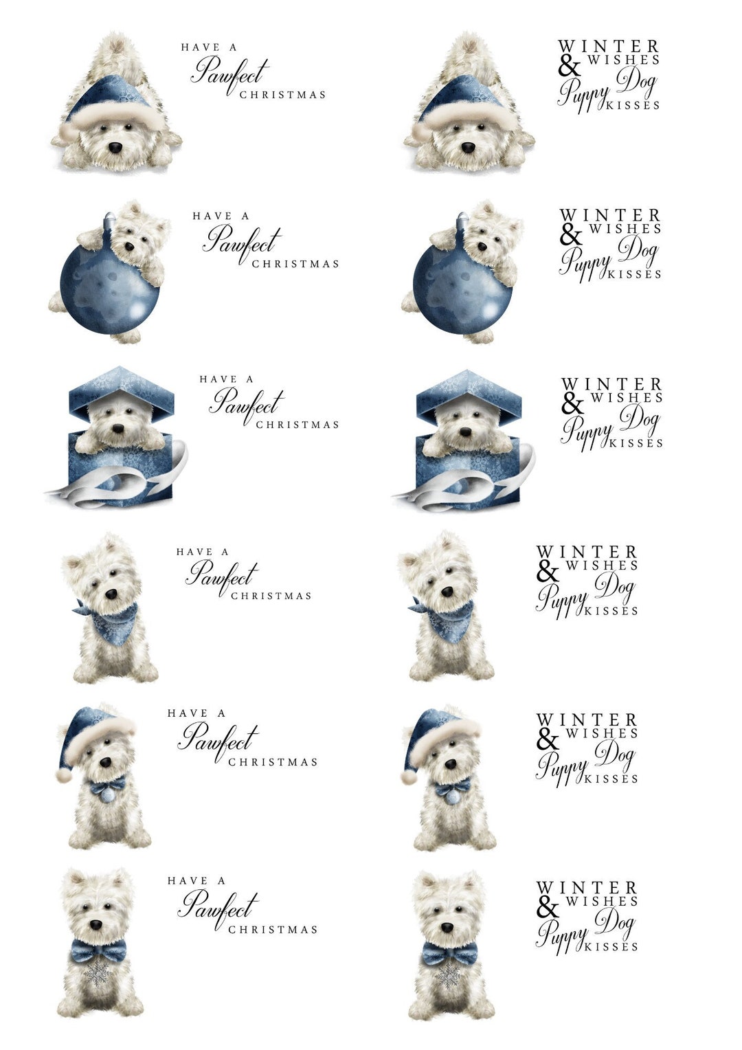 Printable Sticky Labels Christmas Westie Labels for Gifts - Etsy