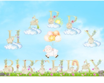 Biglietti di auguri di compleanno a forma di pecora da SCARICARE e stampare, set di sei biglietti, biglietti di auguri digitali