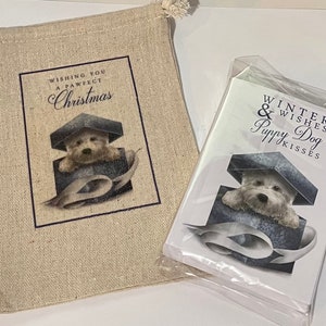 Pacchetto di cartoline di Natale (westies) con etichette regalo abbinate GRATUITE,