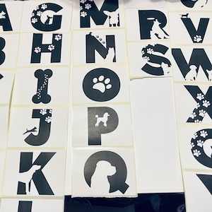 Hondenstickers | Hond Alfabet Etiketten | Briefstickers | Letterlabels voor weergave | Feesten | Kwekerij | Educatieve bron | Geschenk