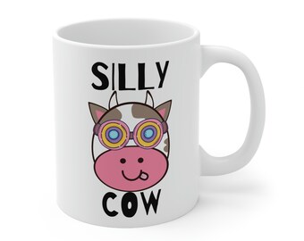 Silly Cow Mug, Funny Gift, Cow Lover Gift Idea, Gift For Friend, Girlfriend Gift, Funny Mug, Daft Cow Gift, Ceramic Coffee Mugs, 11oz, 15oz