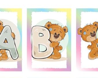 Alphabet and Number Bear Playing Cards, Educational Game, School Learning Resource, Gift for Small Child, Pre-school Gift, PRINT YOUR OWN