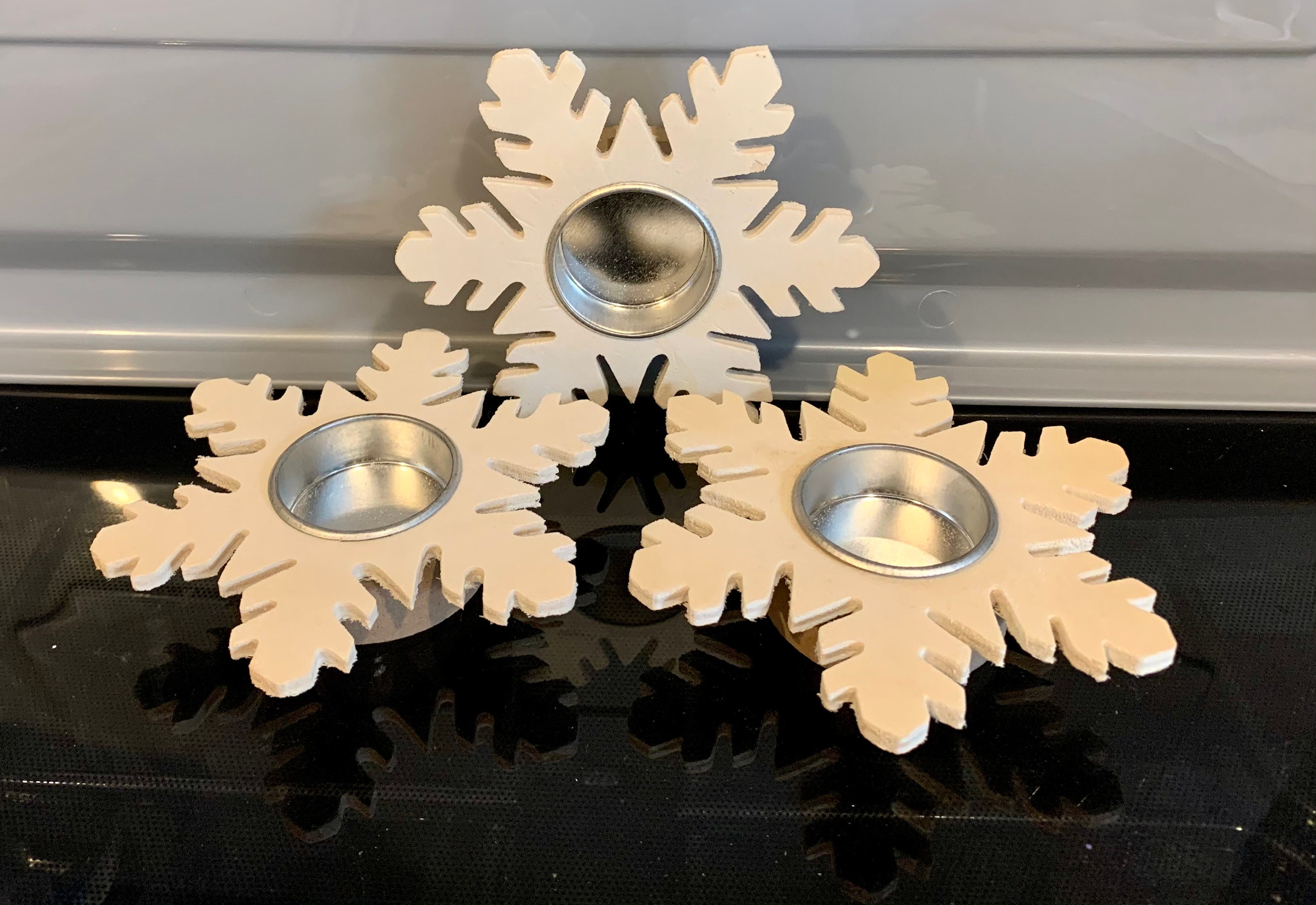 3 Snowflake tea light holders decorate your own gift for Etsy