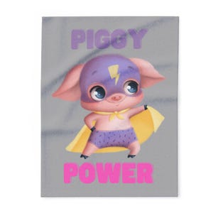 Manta polar de cerdito superhéroe, regalo acogedor para niños, manta de cerdito, decoración infantil, manta de superhéroe, adorable arte de cerdito