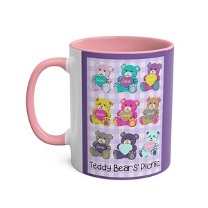 Teddy Bears&#39; Picnic Mug, Cute Teddy Bear Mug, Two-Tone Coffee Mugs, 11oz