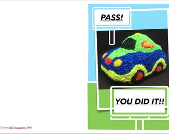Driving test card, congratulations card, you passed your driving test card, downloadable card, car card,