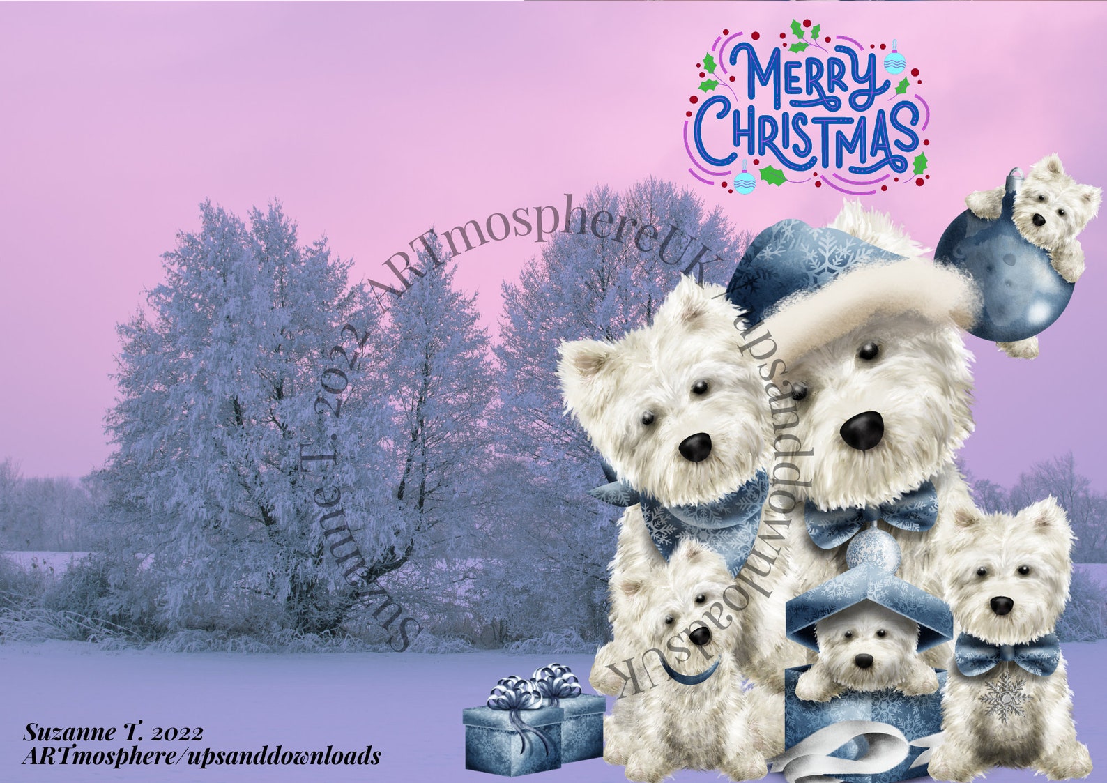 Westie Christmas Cards Pack of 15 Christmas Greeting Cards Westie Cards Westie Gift Westie
