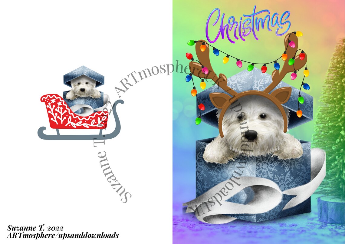 Westie Christmas Cards Pack of 15 Christmas Greeting Cards Westie Cards Westie Gift Westie