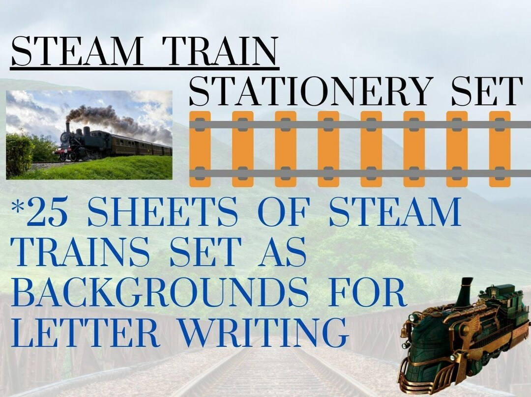 Steam Train Writing Paper Stationery Set Gift, Train Spotter Gift Idea ...