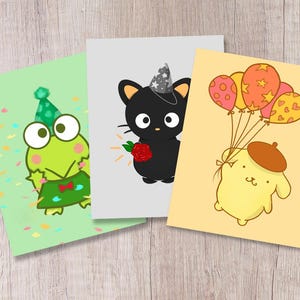 Cartões comemorativos da Sanrio Kuropi Pompompurin Chococat