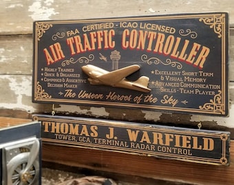Air Traffic Controller Wood Sign with Optional Personalization