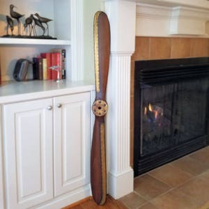 58 Inch Wood Mahogany/Brass Replica Antique Propeller