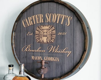 Personalized Spirits Barrel End Sign with Spigot