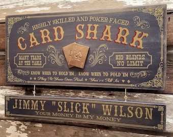 Card Shark Wood Sign with Optional Personalization