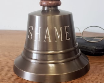 Antiqued Brass Shame Hand Bell