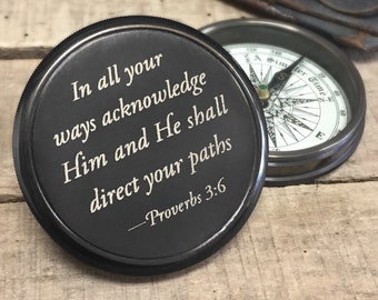 Proverbs 3:6 Quote Brass Compass