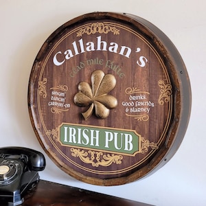 Irish Pub Personalized Barrel End Bar Sign