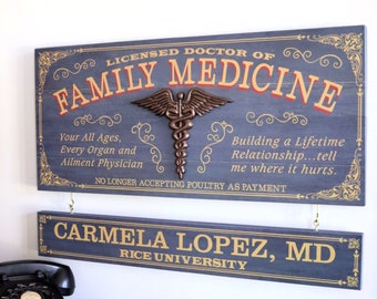 Family Medicine Sign with Personalized Nameboard