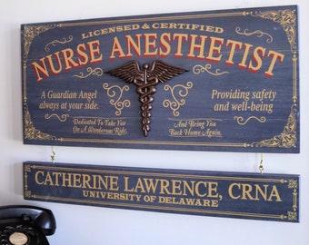 Nurse Anesthetist Wood Sign with Optional Personalization