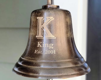 Family Initial Wall Bell - 8 Inch Distressed