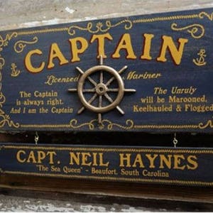 Captain Wood Sign with Optional Personalization image 1