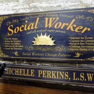 Social Worker Wood Sign with Optional Personalization image 1