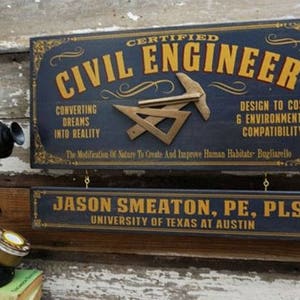 Civil Engineer Wood Sign with Optional Personalization