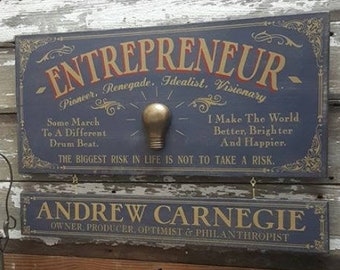 Entrepreneur Wood Sign with Optional Personalization