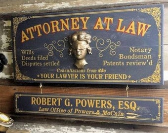 Attorney At Law Wood Sign with Optional Personalization