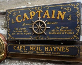 Captain Wood Sign with Optional Personalization