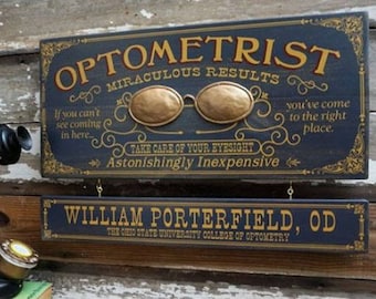 Optometrist Wood Sign with Optional Personalization