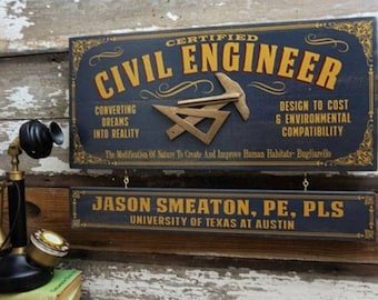 Civil Engineer Wood Sign with Optional Personalization