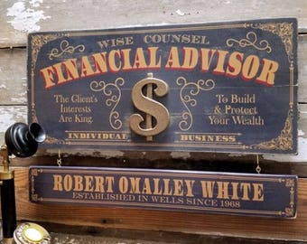 Financial Advisor Wood Sign with Optional Personalization