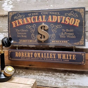 Financial Advisor Wood Sign with Optional Personalization