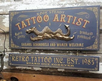 Tattoo Artist Wood Sign with Optional Personalization
